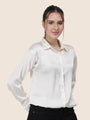 Women'S Premium Vanilla Regular Fit Solid Satin Shirt