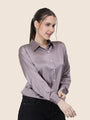 Women'S Premium Mauve Regular Fit Solid Satin Shirt