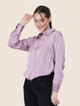 Women'S Premium Lilac Regular Fit Solid Satin Shirt