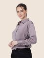 Women'S Premium Mauve Regular Fit Solid Satin Shirt