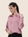 Women'S Premium Blush Pink Regular Fit Solid Satin Shirt