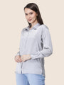 Women'S Premium Grey Regular Fit Solid Satin Shirt