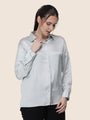 Women'S Premium Steel Grey Regular Fit Solid Satin Shirt