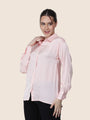 Women'S Premium Soft Pink Regular Fit Solid Satin Shirt