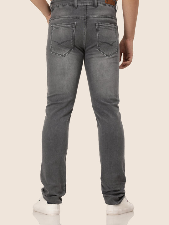 Amswan Premium Men'S Grey Dirty Wash Classic Fit Jeans