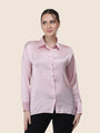 Women'S Premium Light Pink Regular Fit Solid Satin Shirt