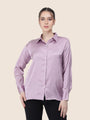 Women'S Premium Lilac Regular Fit Solid Satin Shirt