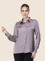Women'S Premium Mauve Regular Fit Solid Satin Shirt