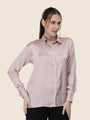 Women'S Premium Orchid Pink Regular Fit Solid Satin Shirt