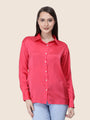 Women'S Premium Ruby Pink Regular Fit Solid Satin Shirt