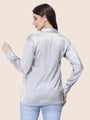 Women'S Premium Grey Regular Fit Solid Satin Shirt