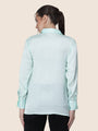 Women'S Premium Ice Green Regular Fit Solid Satin Shirt