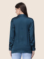 Women'S Premium Deep Teal Regular Fit Solid Satin Shirt