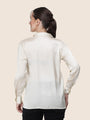 Women'S Premium Off White Regular Fit Solid Satin Shirt
