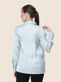 Women'S Premium Light Cyan Regular Fit Solid Satin Shirt