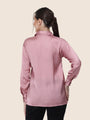 Women'S Premium Blush Pink Regular Fit Solid Satin Shirt