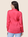Women'S Premium Ruby Pink Regular Fit Solid Satin Shirt