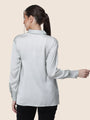 Women'S Premium Steel Grey Regular Fit Solid Satin Shirt