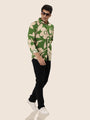 Men'S Premium Rayon Casual Shirt With Green Floral Print