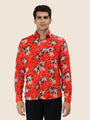 Men's Premium Rayon Shirt With Red Flower Print