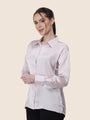 Women'S Premium Baby Pink Regular Fit Solid Satin Shirt