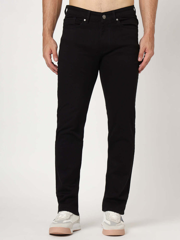 Premium Men'S Jet Black Relaxed Fit Jeans