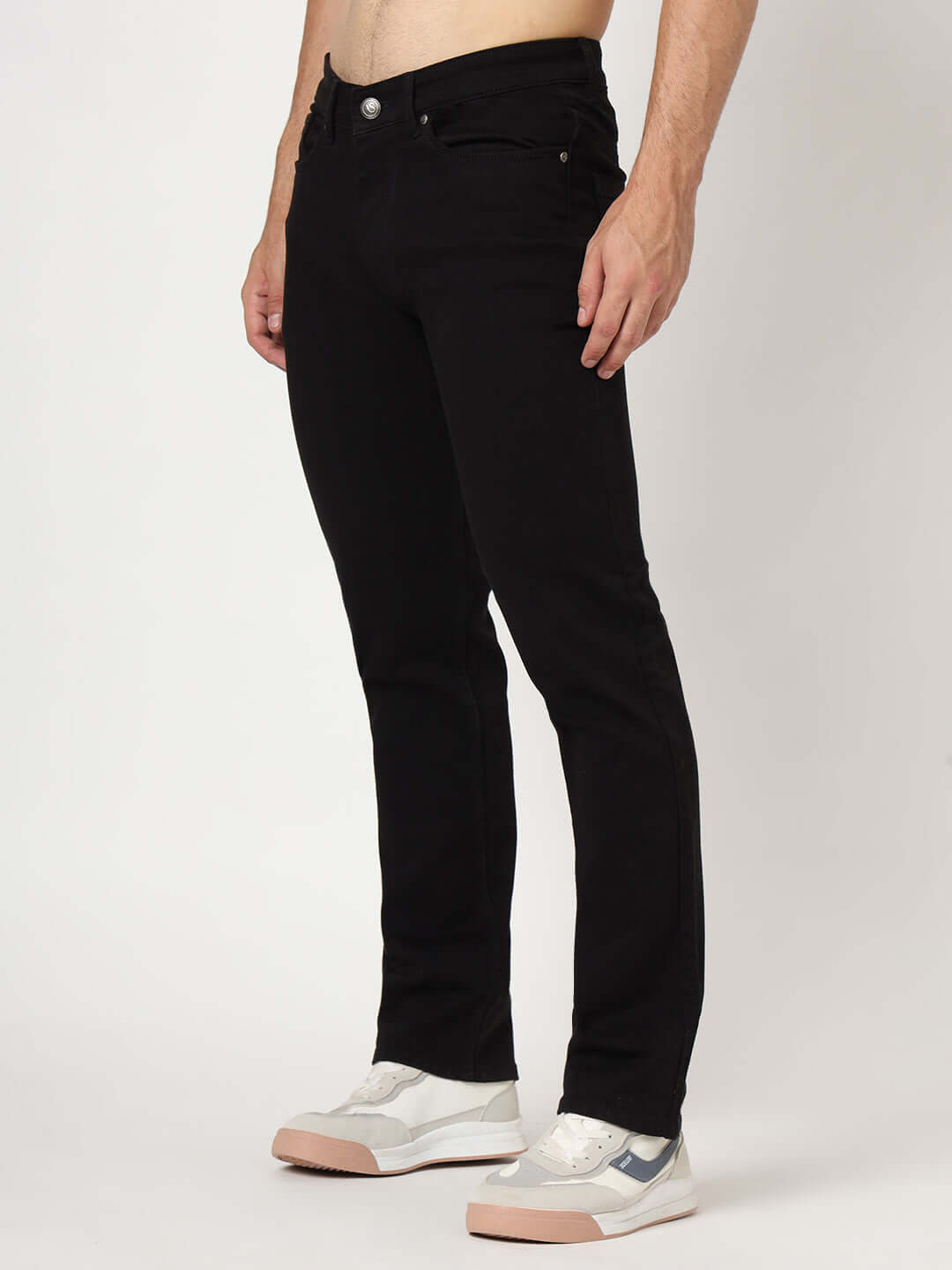 Premium Men'S Jet Black Relaxed Fit Jeans