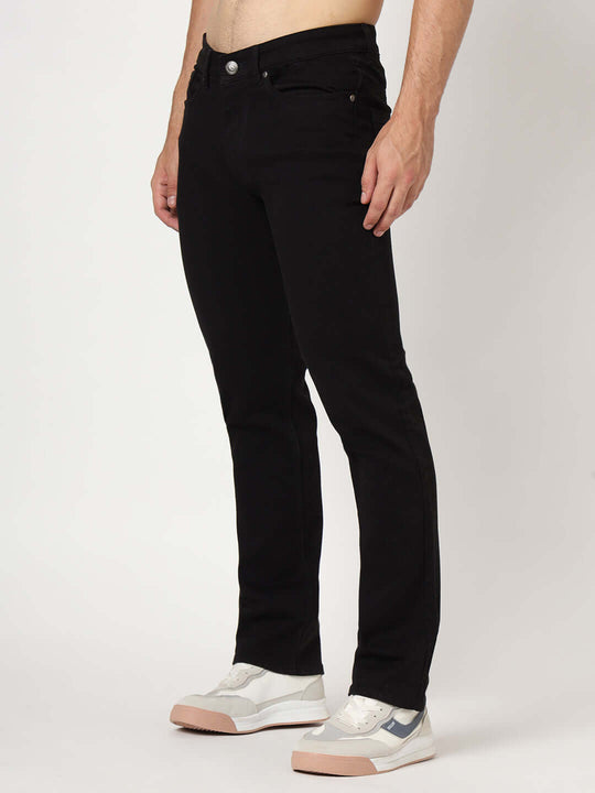Premium Men'S Jet Black Relaxed Fit Jeans