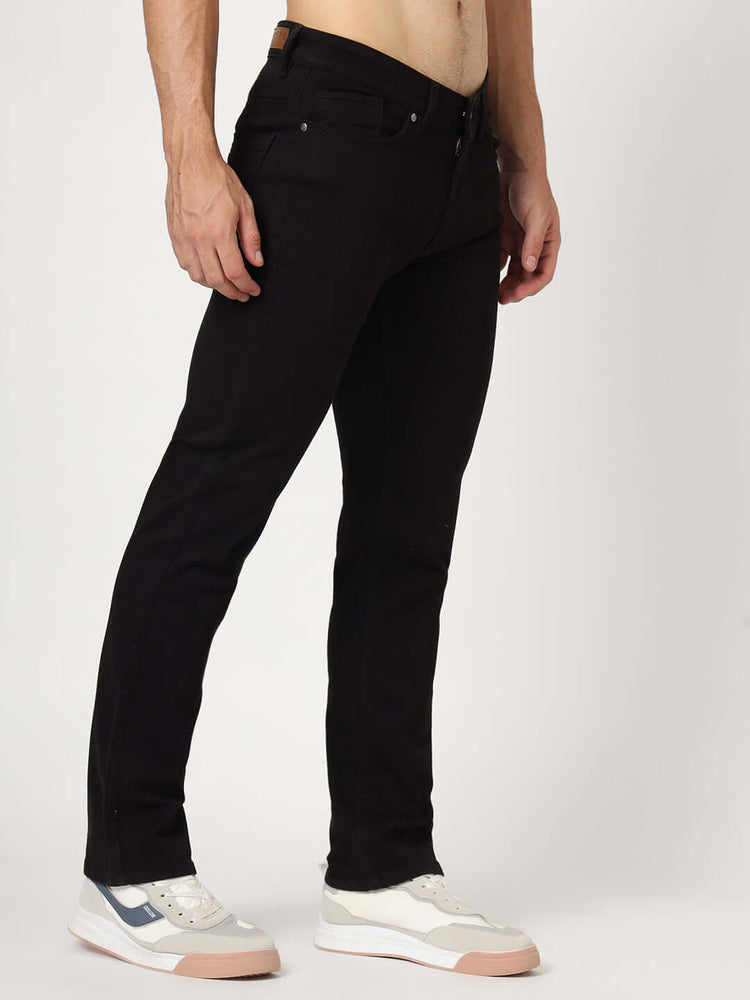 Premium Men'S Jet Black Relaxed Fit Jeans