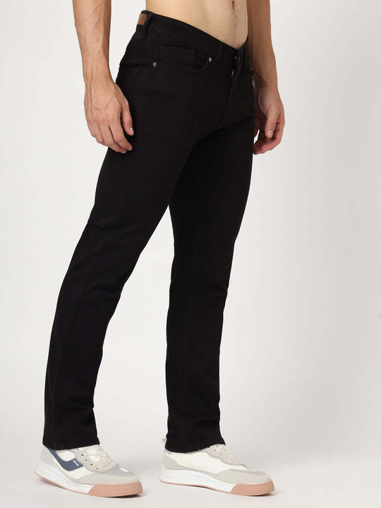 Premium Men'S Jet Black Relaxed Fit Jeans