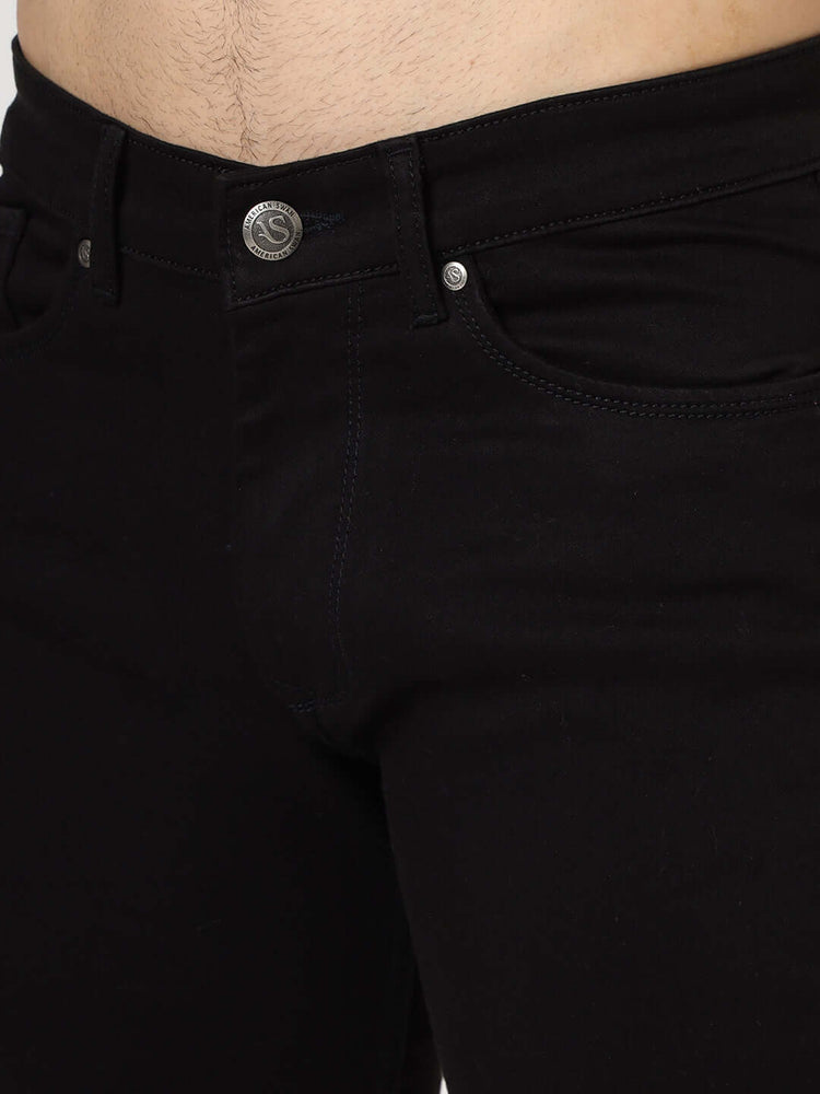 Premium Men'S Jet Black Relaxed Fit Jeans