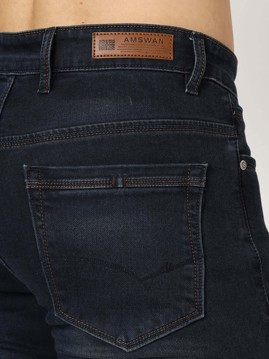 Premium Men'S Blue Dark Wash Relaxed Fit Jeans