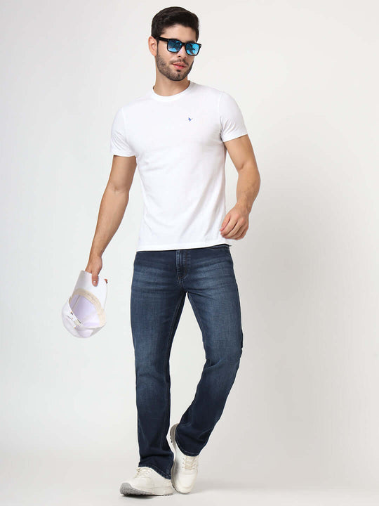 Premium Men'S Blue Dark Wash Relaxed Fit Jeans