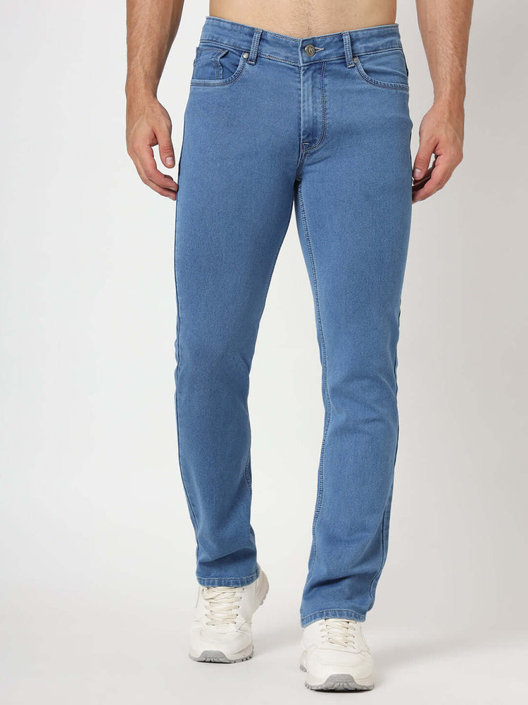 Premium Men'S Blue Medium Wash Relaxed Fit Jeans