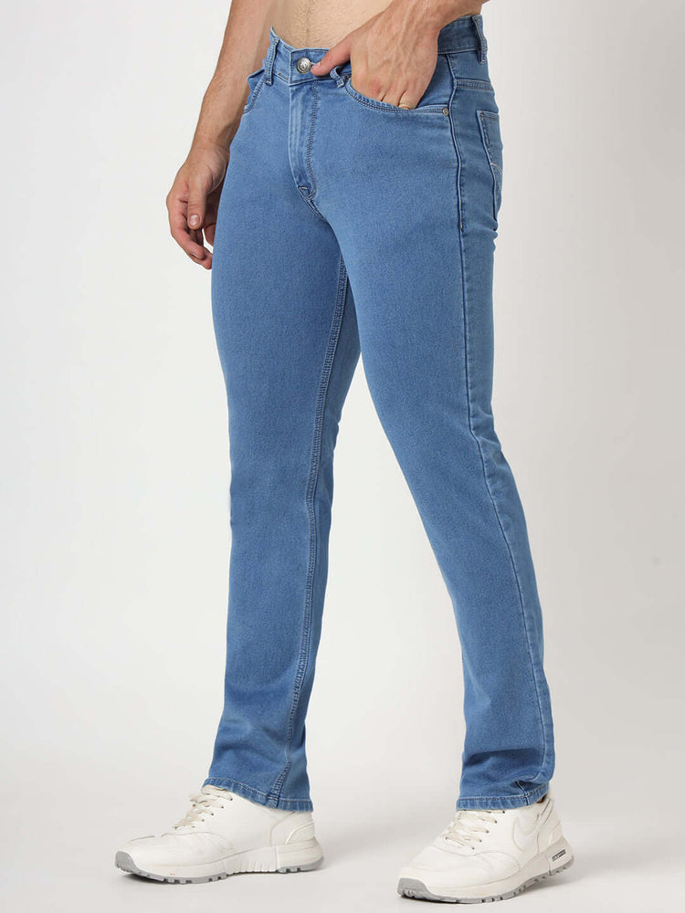 Premium Men'S Blue Medium Wash Relaxed Fit Jeans