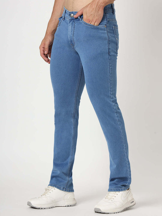 Premium Men'S Blue Medium Wash Relaxed Fit Jeans