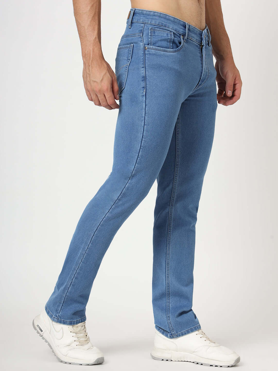 Premium Men'S Blue Medium Wash Relaxed Fit Jeans