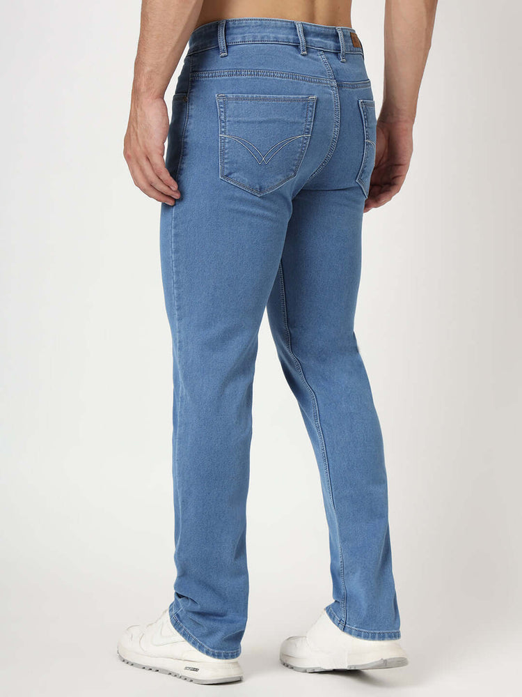 Premium Men'S Blue Medium Wash Relaxed Fit Jeans