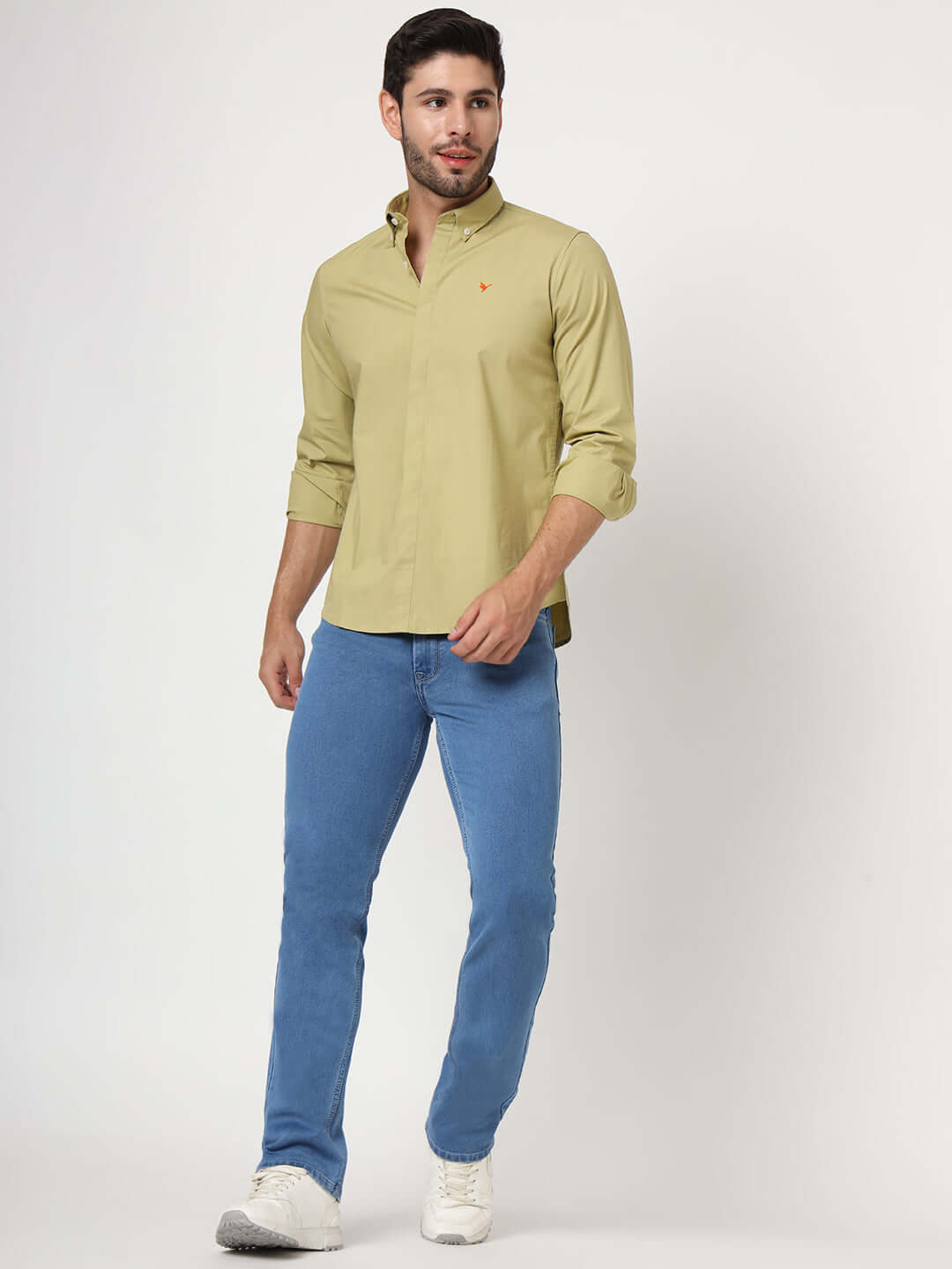 Premium Men'S Blue Medium Wash Relaxed Fit Jeans