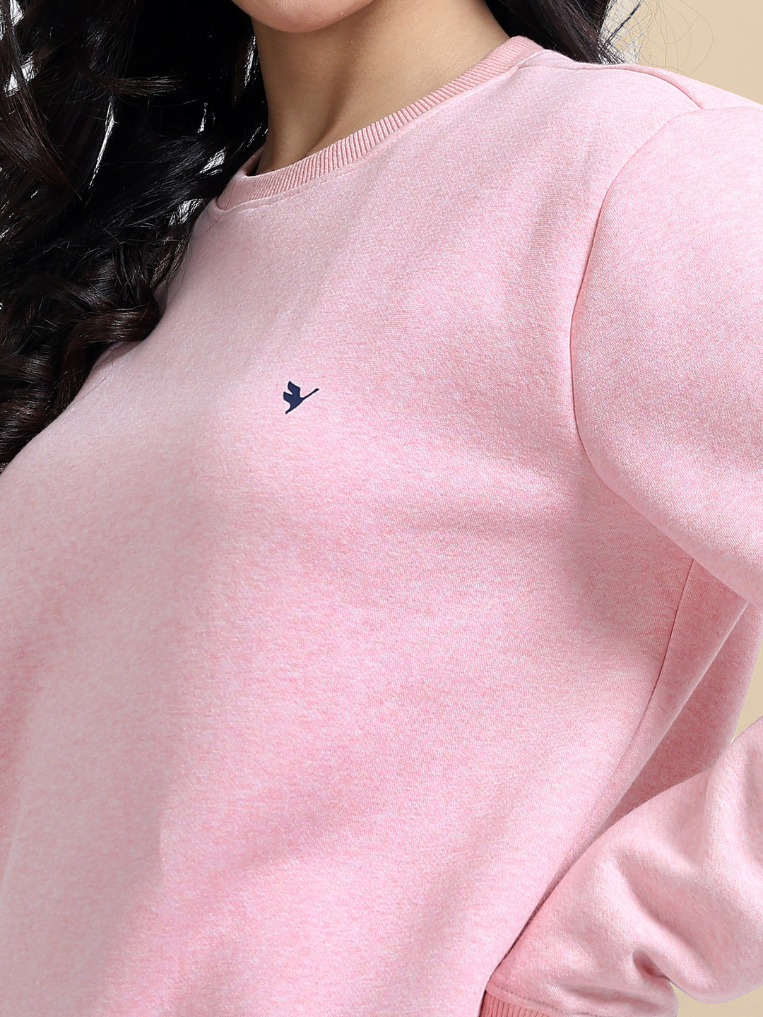 Amswan Women'S Pink Solid Sweatshirt