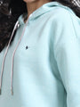 Amswan Women'S Aqua Solid Full Sleeve Hoodie