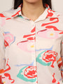 Women'S Premium American Crepe Multicolour Long Length Curved Hem Digital Print Shirt