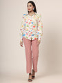 Women'S Premium Micro Multicolour Long Length Curved Hem Digital Print Shirt