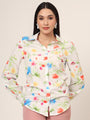 Women'S Premium Micro Multicolour Long Length Curved Hem Digital Print Shirt