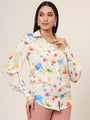 Women'S Premium Micro Multicolour Long Length Curved Hem Digital Print Shirt