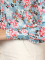Women'S Luxury Satin Multicolour Long Length Curved Hem Digital Print Shirt