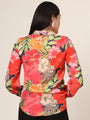 Women'S Luxury Satin Multicolour Long Length Curved Hem Digital Print Shirt