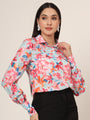 Women'S Premium Muslin Multicolour Long Length Curved Hem Digital Print Shirt