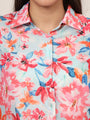 Women'S Premium Muslin Multicolour Long Length Curved Hem Digital Print Shirt