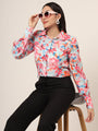 Women'S Premium Muslin Multicolour Long Length Curved Hem Digital Print Shirt